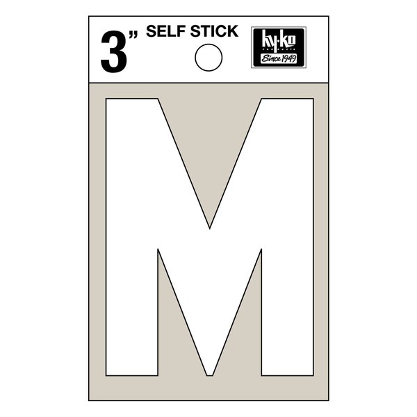 Hy-Ko 3In White Vinyl Letter M, 10PK A30523